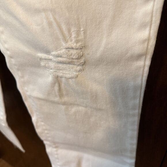 NEW Distressed High-Rise 5 Button Fly Straight Leg Raw Hem Jeans size 16 White - Picture 2 of 10